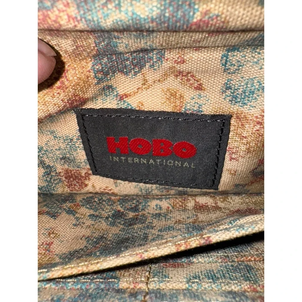 Hobo international double kiss lock brown leather Lauren‎ clutch purse